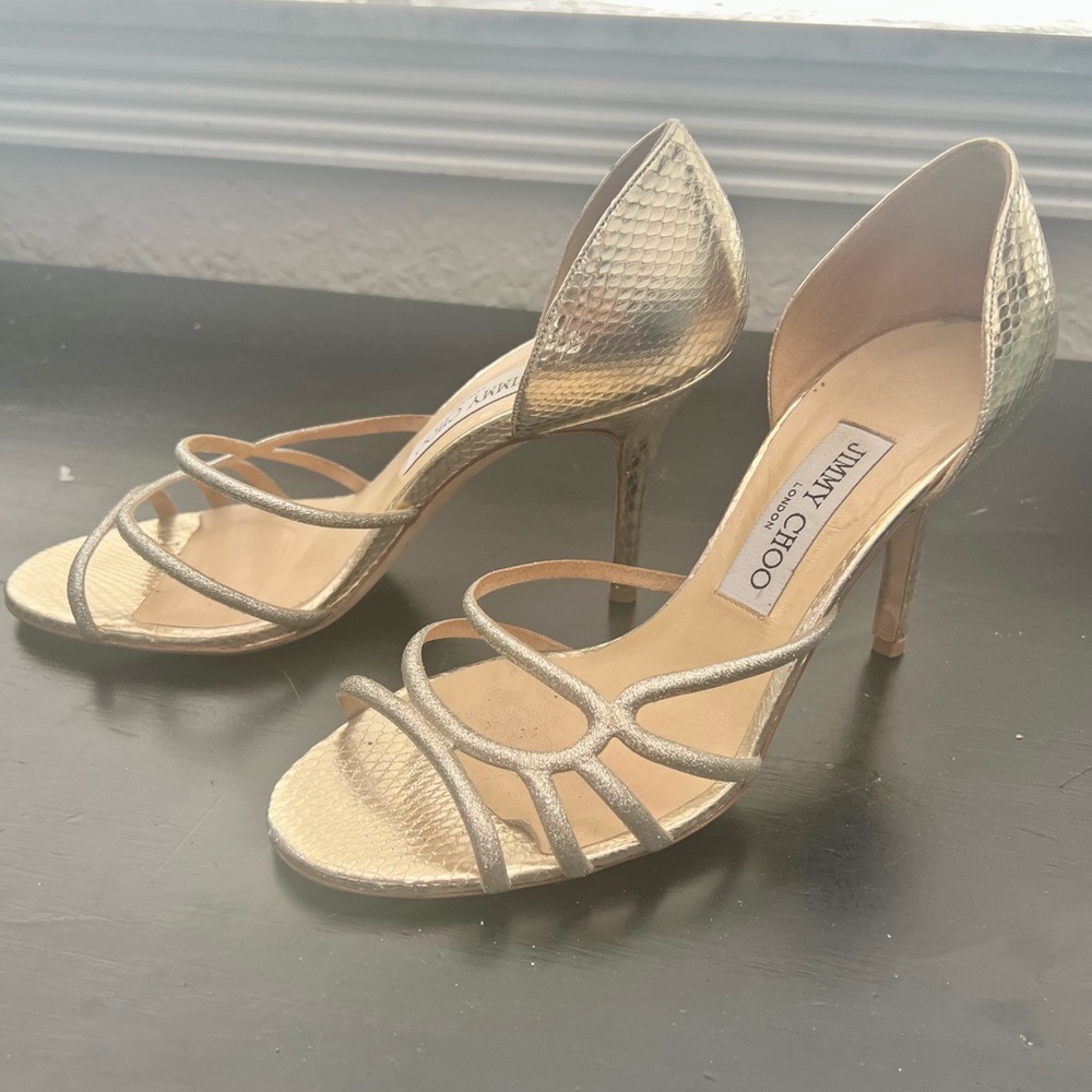 Gold snake skin Jimmy Choo stiletto